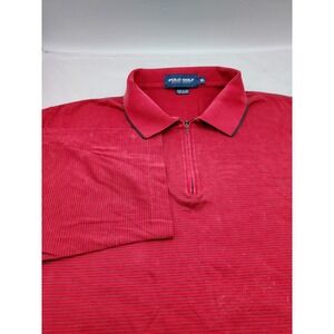 Polo Golf Ralph Lauren Mens XL Red Striped Quarter Zip Short Sleeve Cotton Shirt
